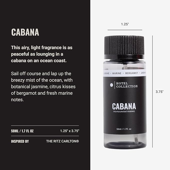 Hotel Collection Diffuser Oil-Cabana Pro-Pod-Aromatherapy Essential Fragrance-Botanical Jasmine, Bergamot & Fresh Marine Notes-50ML 1.7 Fl oz