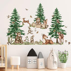 Jungle Animal Wall Stickers Forest Safari Wall Decals Kid Room Nursery Baby Bedroom Décor (Cedar Tree Animals)