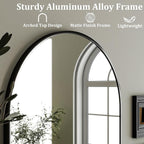 HARRITPURE Arched Wall Mirror 24"x36" – Black Metal Frame Vanity Mirrors for Bedroom, Entryway, Living Room Decor