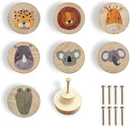 Animal Wood Dresser Cabinet Drawer Knobs Round Unique Decorative Wooden Drawer Knobs for Kids Cabinets (8, Log color1)
