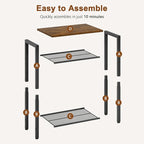 Hoctieon 3 Tier End Table, Telephone Table, Narrow Side Table with Storage, Nightstand for Small Spaces, Metal Frame, For Living Room, Bedroom, Sofa Couch, Hall, Easy Assembly, Rustic Brown