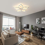Garwarm Modern Ceiling Light,23.6” Dimmable LED Chandelier Flush Mount Ceiling Lights,Remote Control Acrylic Leaf White Lamp Fixture for Living Room Dining Room Bedroom 60W
