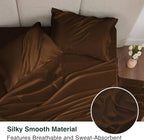 Love's cabin Twin Satin Sheets Sets - 3 Piece Brown Silky Bed Sheets Twin with Deep Pockets, Luxury Silk Feel Satin Sheet Set Bedding Set (1 Flat Sheet,1 Fitted Sheet,1 Pillow case)