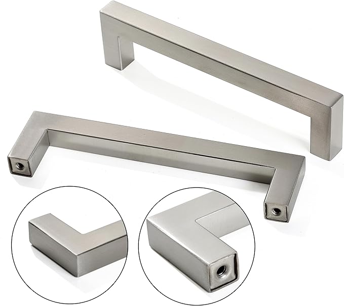 Cabinet Pulls Brushed Nickel Cabinet Handles Square Drawer Pulls, 20 Pack 10 Inch Stainless Steel Kitchen Door Cupboard Cabinet Handles, Cabinet Hardware Drawer Handles, 256mm Hole Centers