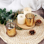 Gold Mercury Glass Tea Light Holders Set of 36 - Elegant Votive Candle Holders for Weddings, Showers and Home Decor - Perfect for Table Centerpieces and Parties (Glass, Gold)