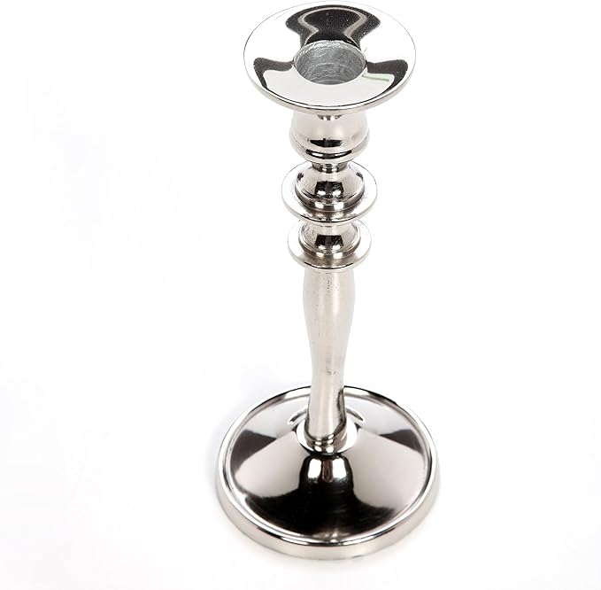 Hosley's 8" High Silver Finish Taper Candle Holder. Ideal Gift and Use for Weddings, Party, Spa or Aromatherapy