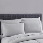 Sweet Home Collection 7 Piece Comforter Set Bag Solid Color All Season Soft Down Alternative Blanket & Luxurious Microfiber Bed Sheets, Silver, Twin XL