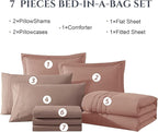 Monbix Full Comforter Set - 7 Pieces Clay Pink Bed in a Bag Full Size Bedding Sets with Comforters, All Seasons Down Alternative Comforter with Sheets,Pillowcases & Shams