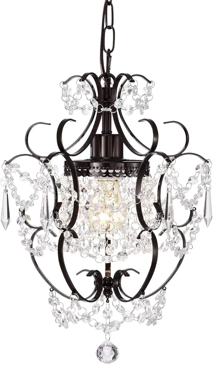 Bronze Chandelier Acrylic Crystals Chandeliers Small Vintage Chandelier 1 Light Antique Chandelier Light Fixtures for Bathroom Living Room Dining Room Kitchen Island