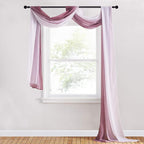 NICETOWN Decorative Wedding Arch Draping Window Scarf Curtains, Romantic Mauve Ombre Voile Sheer Soft Window Scarf Valances for Outdoor/Indoor Big Events, Set of 2, W60 x L216