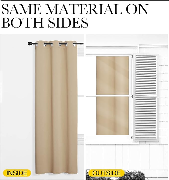 NICETOWN Blackout Curtains Panels for Living Room, 2 Panels, 66 x 80 Inch, Biscotti Beige, 3 Pass Microfiber Noise Reducing Thermal Insulated Solid Ring Top Blackout Window Drapes