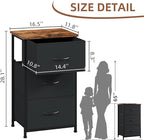 Somdot Dresser for Bedroom with 3 Drawers, Storage Organizer Chest of Drawers with Removable Fabric Bins for Closet Bedside Living Room Laundry Entryway Hallway, Black Rustic Brown