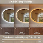 Niccy Irregular LED Bathroom Mirror with Lights, 27x51 Asymmetrical Backlit-Mirror for Wall Mounted, Bathroom Vanity Mirrors with Memory, Dimmable, 3 Colors, Anti-Fog, IP65 Waterproof