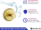 HOME SO Suction Cup Hooks for Shower, Bathroom, Kitchen, Glass Door, Mirror, Tile – Loofah, Towel, Coat, Bath Robe Hook Holder for Hanging up to 15 lbs – Waterproof, Matte Brushed Satin Gold (2-Pack)