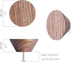 12 Pack Wood Cone Cabinet Knobs (Brown) - 1 ½ " Diameter Round Shape - Wooden Drawer Pulls for Cabinets Doors, Dresser and Drawers Knob, Kitchen Cabinet Door Handle