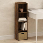 Furinno PASIR Book Shelf, 4-Tier Modern Bookshelf, Open Shelves Bookcase 9" x 12" x 42", for Living Room, Bedroom, Home Office, Amber Pine