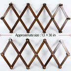 AMAPON Accordion Style Expandable Wall Wooden Coat Rack 13 Hooks (Pegs) Hang Hats Jackets Coffee Mug Purses Necklaces Towels Cap Leash Scarves Data Line Kitchenware (Walnut 2 Pack)