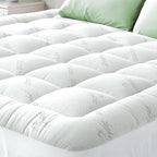 Ultra Soft Queen Size Mattress Topper - Viscose Made from Bamboo Pillow Top Mattress Pad for Back Pain Relief - Naturally Cooling for Hot Sleepers, White