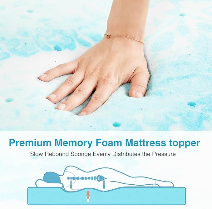 Mattress Topper, King Size Cooling Memory Foam Bed Toppers, 3 Inch Soft Mattress Pads for Sleeper Sofa, RV, Camper, CertiPUR-US Certified