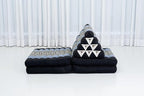 Leewadee Comfortable Japanese Floor Mattress - Thai Floor Bed with Triangle Cushion - Futon Mattress - XL Extra Long Thai Massage Mat, 89 x 20 inches, Blue, Kapok Filling