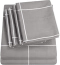 King Size Bed Sheets - 6 Piece 1500 Supreme Collection Fine Brushed Microfiber Deep Pocket King Sheet Set Bedding - 2 Extra Pillow Cases, Great Value, King, Window Pane Gray