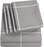 Twin Size Bed Sheets - 4 Piece 1500 Supreme Collection Fine Brushed Microfiber Deep Pocket Twin Sheet Set Bedding - 1 EXTRA PILLOW CASES, GREAT VALUE, Twin, Window Pane Gray