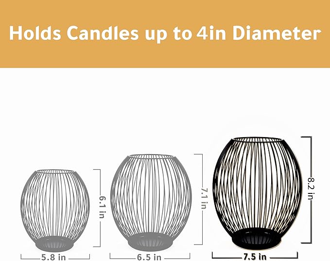 OLEEK Large Metal Candle Holder - Outdoor Lanterns for Patio - Iron Candle Holder - Decorative Candle Holders for Pillar Candles - Table Candles Holders Decor - Iron Candle Stands - Candles Holder
