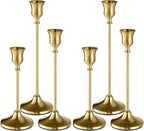 Gold Candlestick Holders, Taper Candle Holders, Set of 6 Brass Candle Holder Set, Vintage Table Centerpiece for Wedding Christmas Holiday