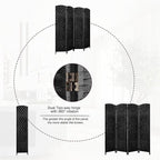 Rose Home Fashion Room Divider, 6 ft Tall Room Dividers and Folding Privacy Screens, 16in Privacy Screen 4 Panel Black Space Temporary Wall Foldable Partition Separation