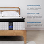 Inofia Full Mattress 12 inch - Hybrid Full Size Mattresses Cool Bed with Waterproof Rayon Mattress Protector Included, Medium Firm Feel, Motion Isolation, 101 Nights Trial
