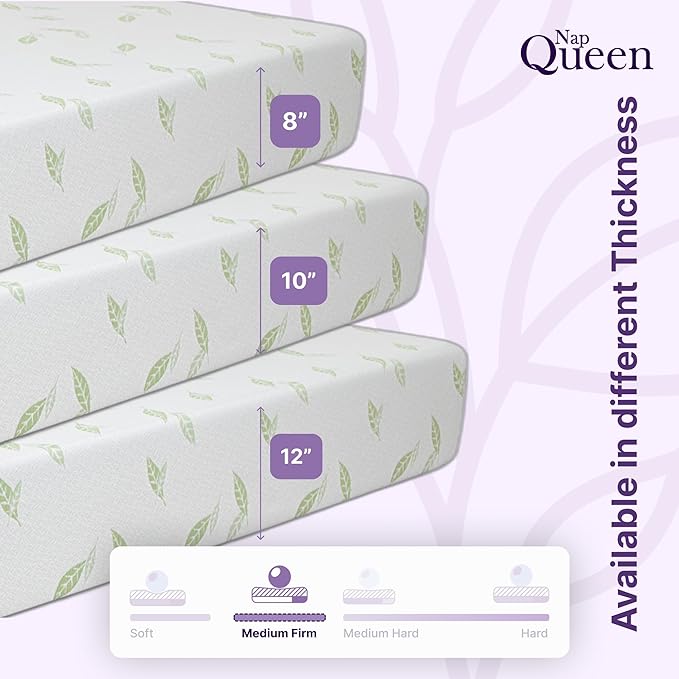 NapQueen Twin XL Size, 10 Inch Anula Green Tea Infused Memory Foam Mattress, Bed in a Box, CertiPUR-US Certified Mattress
