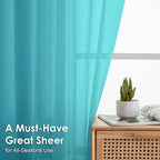 OVZME Turquoise Sheer Curtains 72 Inches Long 2 Panels - Soft Light Filtering Window Sheer Panels for Living Room/Bedroom, Top Dual Rod Pocket, 1 Pair, Each 42Wx72L Inches