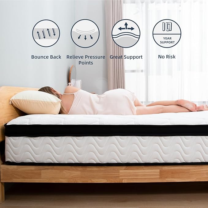 Full Size Mattress | 12 Inch Hybrid Mattresses Full in a Box | Medium Firm Memory Foam and Individual Pocket Springs | Fiberglass Free Bed Matress | Breathable | CertiPUR-US