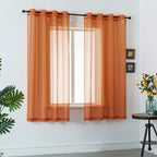 DUALIFE 45 Inch Length Sheer Short Curtains Burnt Orange for Bathroom 2 Panels Set Grommet Transparent Short Curtains for Bedroom Kitchen 52x45 Inches Long Terracotta Rust