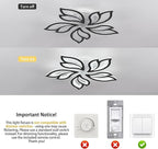 Garwarm LED Ceiling Light Fixture, 60W Modern Leaves Ceiling Lamp Dimmable Black Flush Mount Ceiling Chandelier for Living Room Study Room Dining Room Bedroom