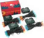 Brightown Christmas Lights 4 Pack 50 LEDs Battery Powered String Lights with Green Wire for Holiday Decorations, Tree Lights, Party, Xmas, Easter, Wedding, Patio, Home Decor, Indoor and Outdoor Use