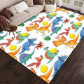 Cute Dinosaur Seamless Area Rug Outdoor Patio Rug Play Mat Modern Floor Carpet Non-Slip Home Decor Living Room Kids Bedroom Nursery, 6x9 ft