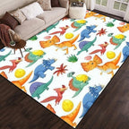 Cute Dinosaur Seamless Area Rug Outdoor Patio Rug Play Mat Modern Floor Carpet Non-Slip Home Decor Living Room Kids Bedroom Nursery, 6x9 ft