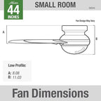 Hunter 44 inch Indoor Ceiling Fan with LED Light and Remote Control - White Modern Ceiling Fan, Low Profile Mount, 4 Blades, For Bedroom, Living Room, or Kitchen, Quiet - Dempsey 59244, Fresh White