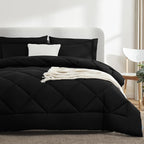 CozyLux Oversized King Comforter Set Black - 7 Pieces Bed in a Bag Comforter Set with Sheets, Luxury Soft Bed Set All Seasons, Bedding Set with Down Alternative Comforter, Sheets, Pillowcases & Shams