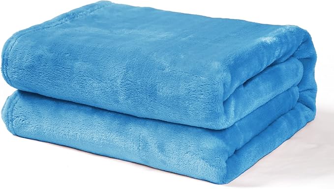 Exclusivo Mezcla Fleece Throw Blanket for Couch, Super Soft and Warm Blankets, Washed Blue Throw All Season Use, Cozy, Plush, Lightweight, 40x50 inches
