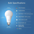 Feit Electric OM60/RGBW/CA/AG Smart WiFi Color Changing and Dimmable, Alexa or Google Assistant, No Hub Required A19 LED Light Bulb, 60W
