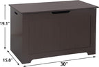 Toy Chest for Girls Boys Wooden Storage Box with Flip-top Lid & Safety Hinge, Kids Room Play Room Nursery Organizer, Bedroom Bench with 100L Storing Area, Brown