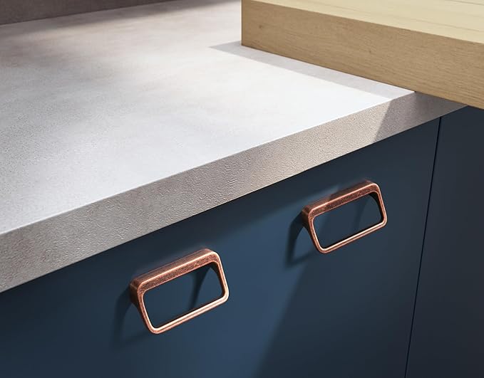 Goo-Ki Antique Copper Cabinet pulls with 3''(76mm) Hole Center,Modern Zinc Alloy Finger Pulls for Drawer,Wardrobe,Cupboard,6 Pack