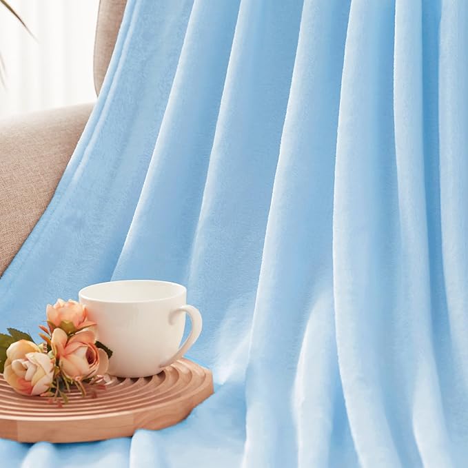 Exclusivo Mezcla Fleece Throw Blanket for Couch, Sofa, 300GSM Super Soft and Warm Blankets, Ice Blue Throw All Season Use, Cozy, Plush, Lightweight, 50x60 Inches