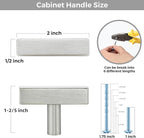 10 Pack Silver Cabinet Knobs - Sqaure Bar Cabinet Pulls Brushed Nickel Knobs for Kitchen Cabinet Drawer Stainless Steel Dresser Knobs for Cabinet Hardware 2in Length Single Hole