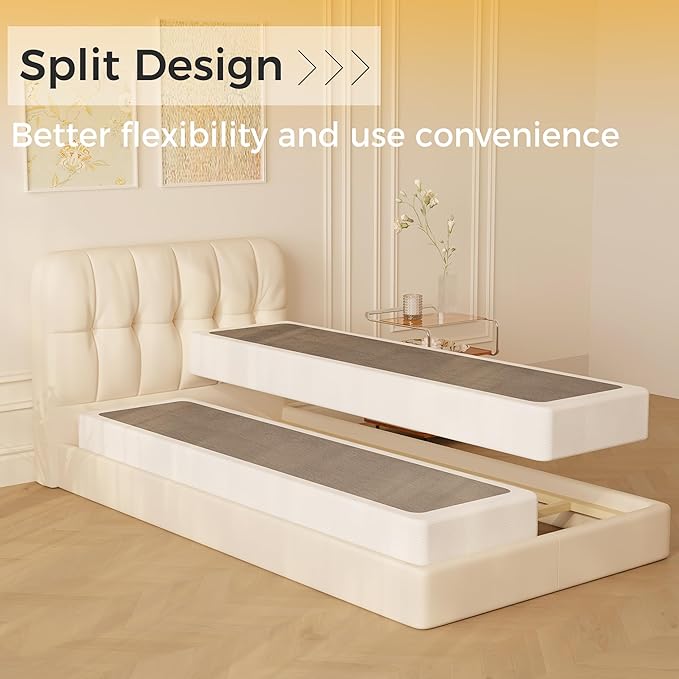 Split Twin Box Spring 5 Inch, Easy Assembly Bed Foundation, Heavy Duty Low Profile Metal Twin Box Spring Only with Fabric Cover, Noise Free