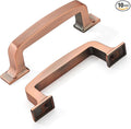 Khtumeware 10 Pack 3 Inch Cabinet Handles - Brushed Antique Copper Cabinet Pulls and Drawer Handles