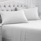 Mellanni California King Sheets Set - 4 PC Iconic Collection Bedding - Hotel Luxury, Extra Soft, Cooling Bed Sheets - Wrinkle, Fade, Stain Resistant (Cal King, Striped White)