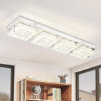 Flush Mount Ceiling Light Crystal Ceiling Light Fixture 24IN Long Rectangle Lighting Fixtures Ceiling Dimmable LED Ceiling Lights for Kitchen, Bathroom, Hallway, Living Room